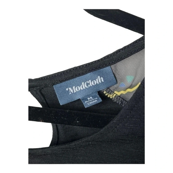 0417W. MODCLOTH 3/4 SHEER SLEEVE HALLOWEEN TOP SIZE‎ MEDIUM BLACK/ORANGE/YELLOW - Picture 7 of 12